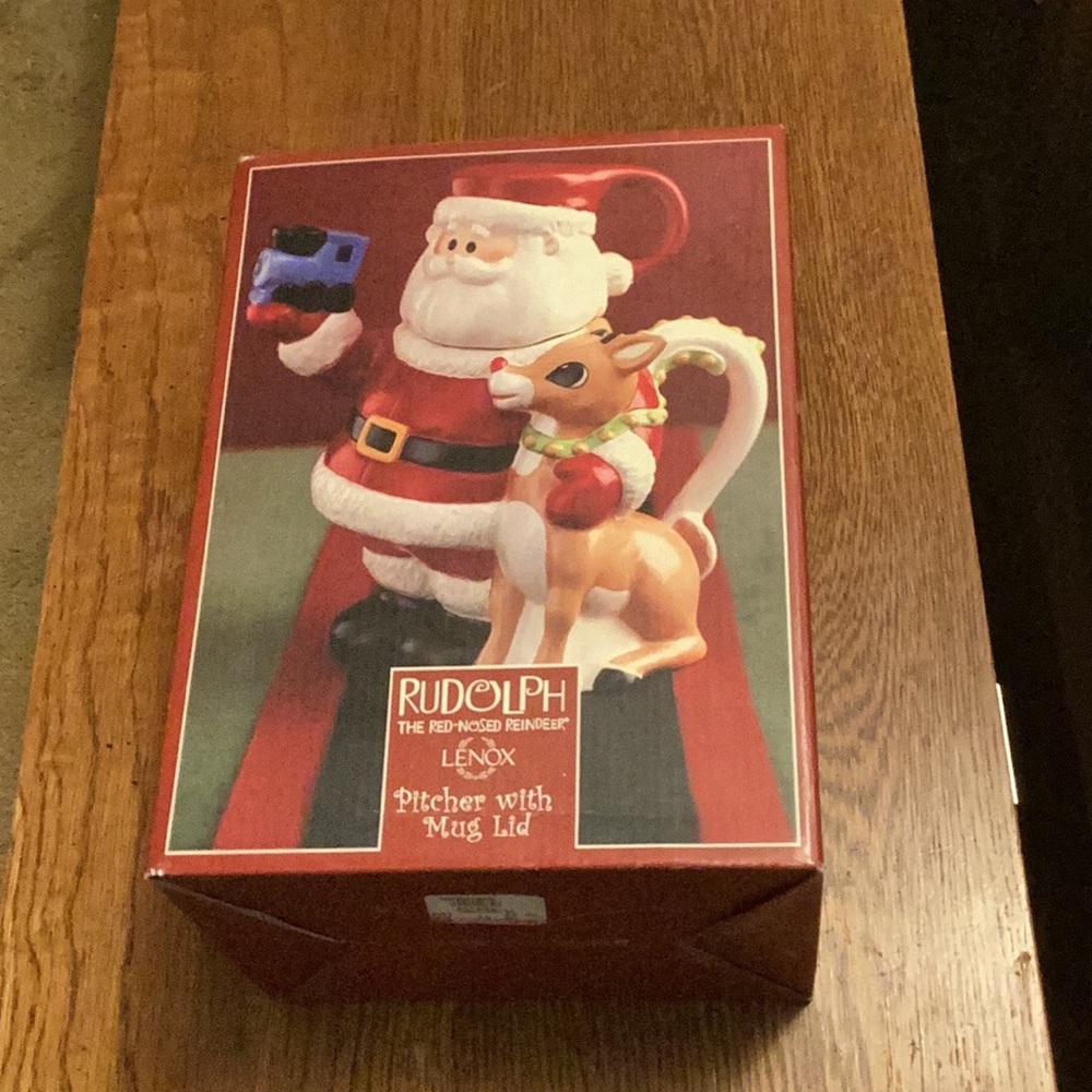 Lenox Santa Pitcher with Rudolph at his side.